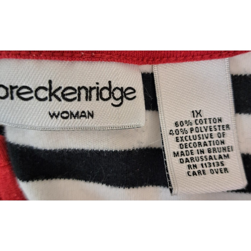 Breckenridge Women's 1X Striped Shirts Tops Lot of 2 Embroidered Classic - Picture 5 of 16